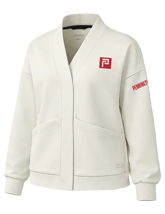 OGIO Womens Transcend Ivory Cardigan w/Pennington Icon Logo, Pennington Logo