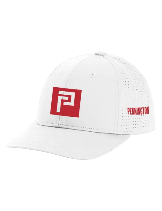 Pro-Cut Structured Snapback with Pinhole Mesh White Cap w/Pennington Icon Logo, Pennington Logo