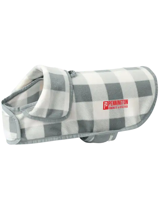 Pawsh Buffalo Medium Grey/White Check Pet Fleece Jacket w/Pennington Logo