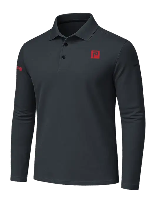 Nike Dark Grey Dri-FIT Micro Pique 2.0 Long Sleeve Polo w/Pennington Icon Logo, Pennington Logo
