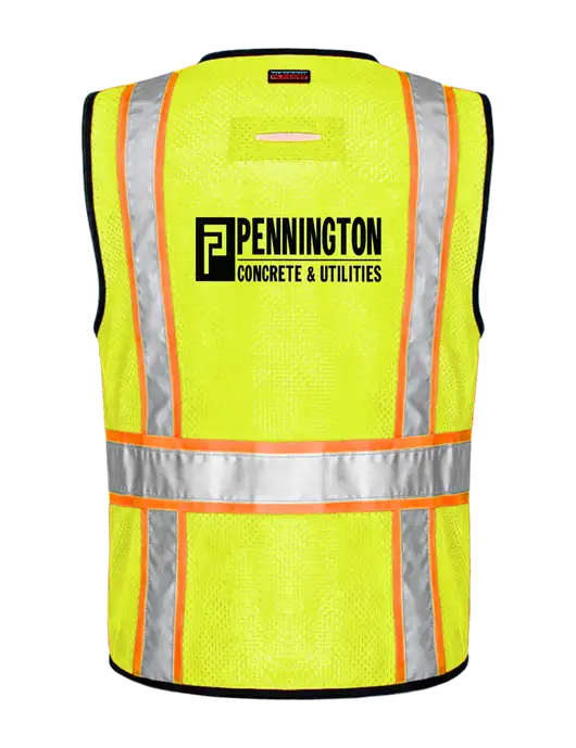 Kishigo Safety Yellow 6 Pocket Contrast Class 2 Vest w/Pennington Logo