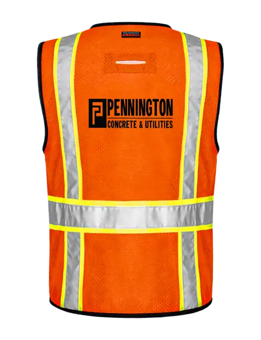 Kishigo Safety Orange 6 Pocket Contrast Class 2 Vest w/Pennington Logo