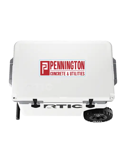 RTIC 52 QT Ultra-Light White Wheeled Cooler w/Pennington Logo